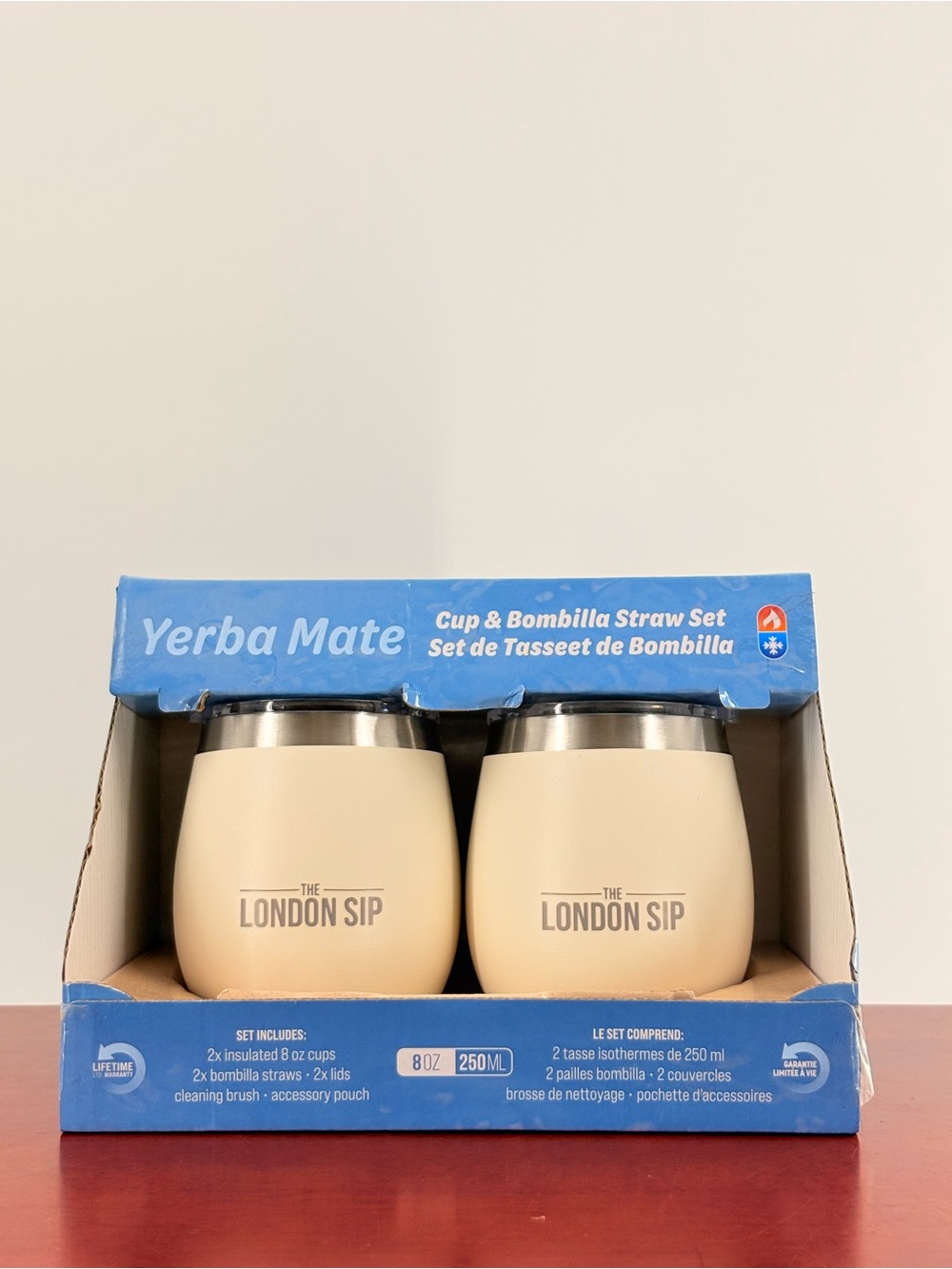 The London Sip Yerba Mate Cup & Bombilla Straw Set - Cream